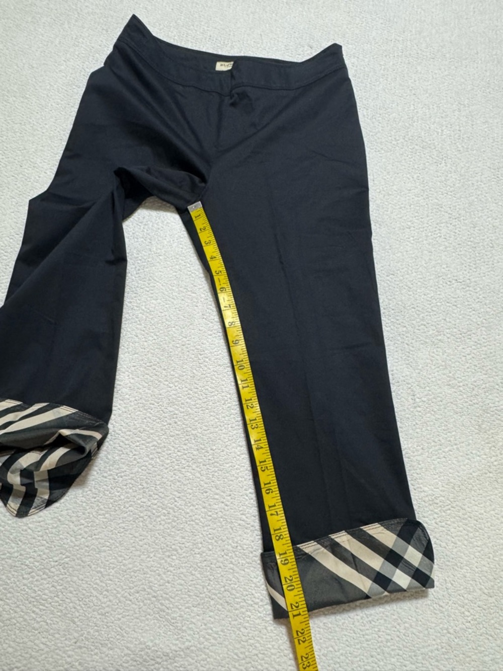 Burberry London Nova Check Cuff Capri Cropped Pants Navy US 8 - Picture 11 of 15